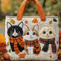 Bolsa Tote Matelassê com Gatos de Outono