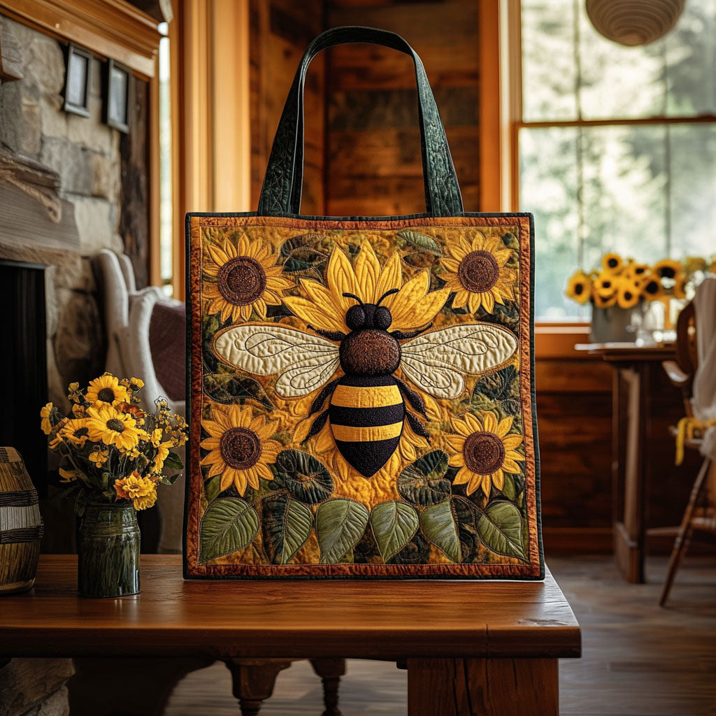 Bolsa Tote Matelassê com Girassol e Abelha