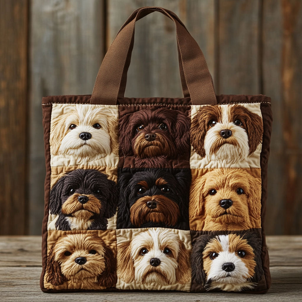 Bolsa tote acolchoada com estampa de cachorrinho