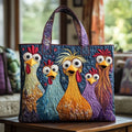 Bolsa Tote Acolchoada - Cinco Galinhas Coloridas