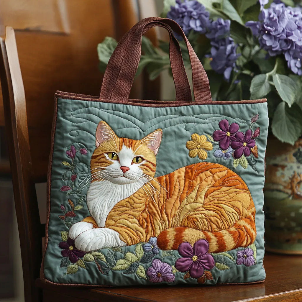 Bolsa Tote Matelassê - Gato Laranja