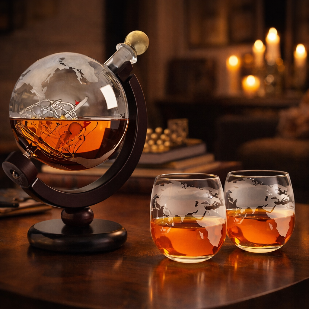 Decanter de uísque – edição mapa-múndi