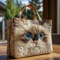 Bolsa Tote Acolchoada - Gato Branco com Olhos Azuis