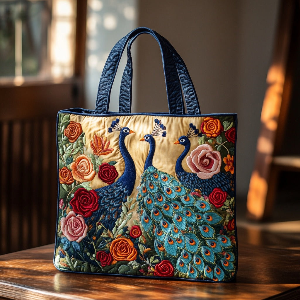 Bolsa Tote Matelassê com Pavões Deslumbrantes