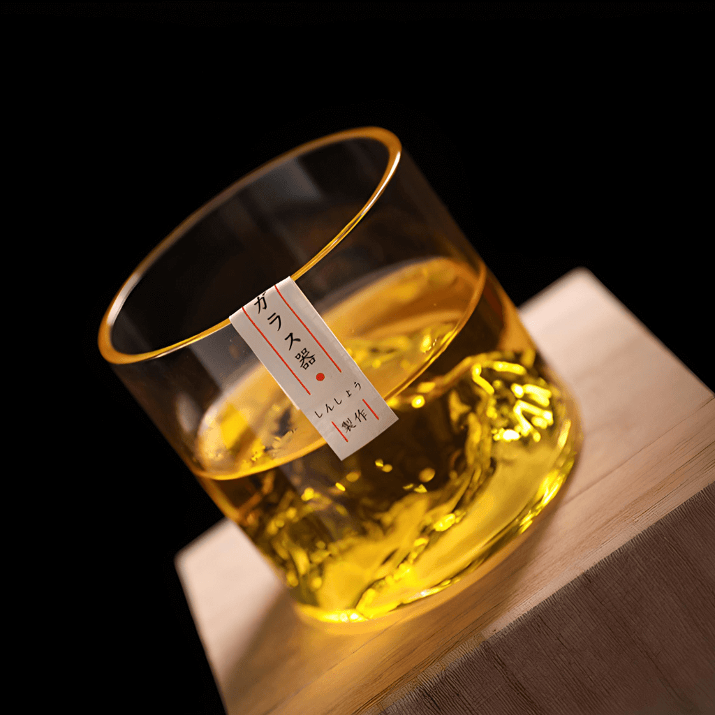 Copo de cristal japonês Mount Fuji para whisky