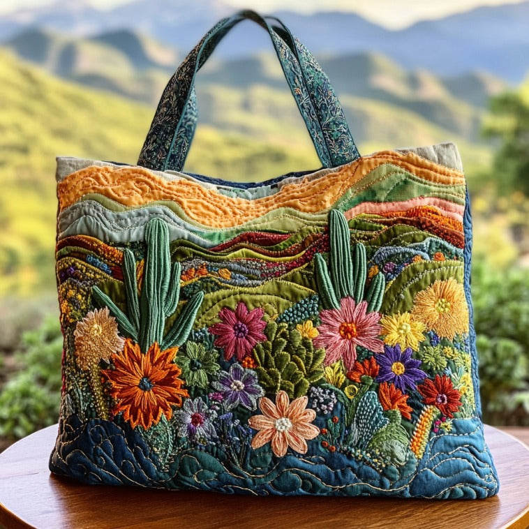 Bolsa Tote Acolchoada de Cacto Florido