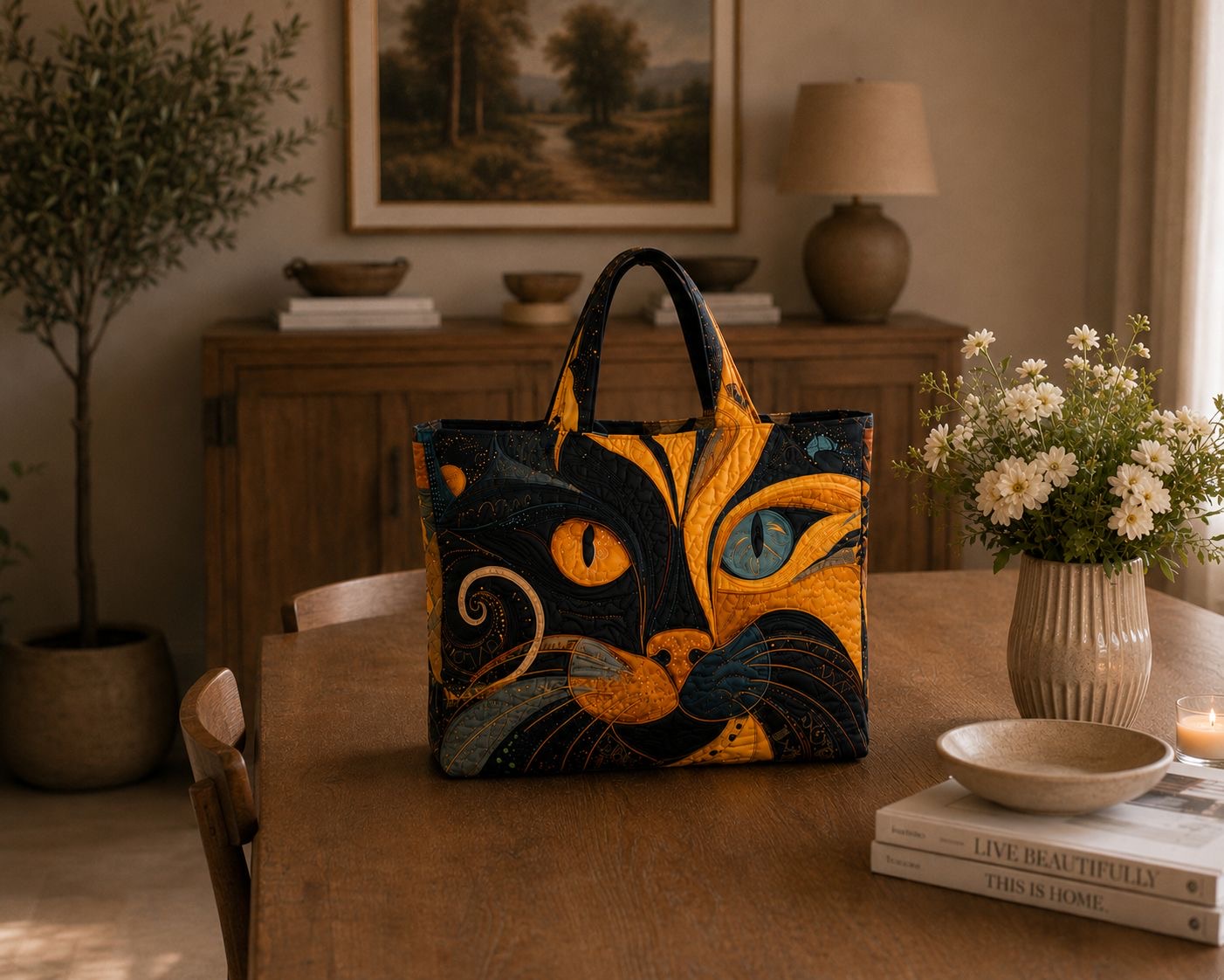 Bolsa Tote Matelassê - Gato Místico