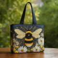 Bolsa Tote Matelassê - Abelha com Margaridas e Estrelas