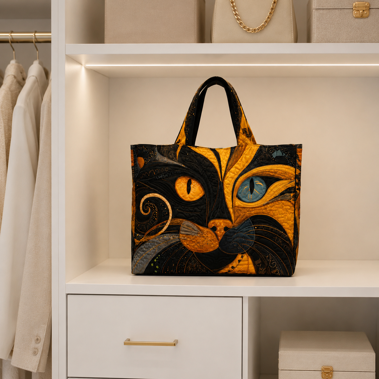 Bolsa Tote Matelassê - Gato Místico