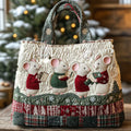 Bolsa tote acolchoada de inverno com rato de tricô
