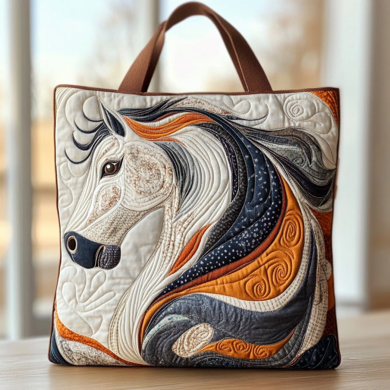 Bolsa tote acolchoada com estampa de cavalo