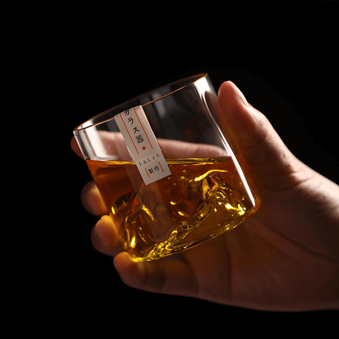 Copo de cristal japonês Mount Fuji para whisky