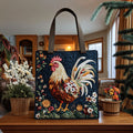 Bolsa Tote Floral Matelassê com Estampa de Galo