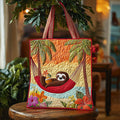 Bolsa Tote Acolchoada com Preguiça Tropical de Verão