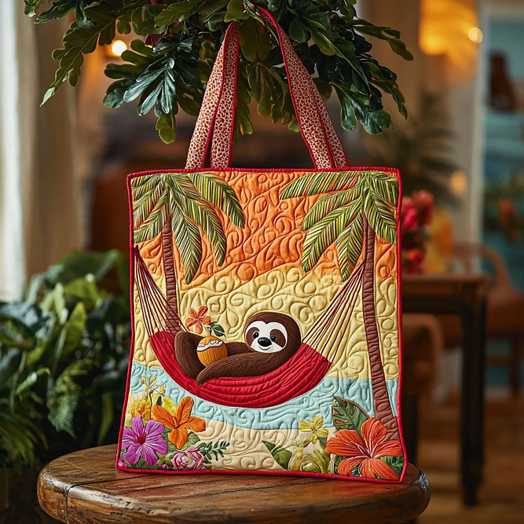 Bolsa Tote Acolchoada com Preguiça Tropical de Verão