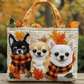 Bolsa Tote Matelassê com Estampa de Chihuahua Outonal