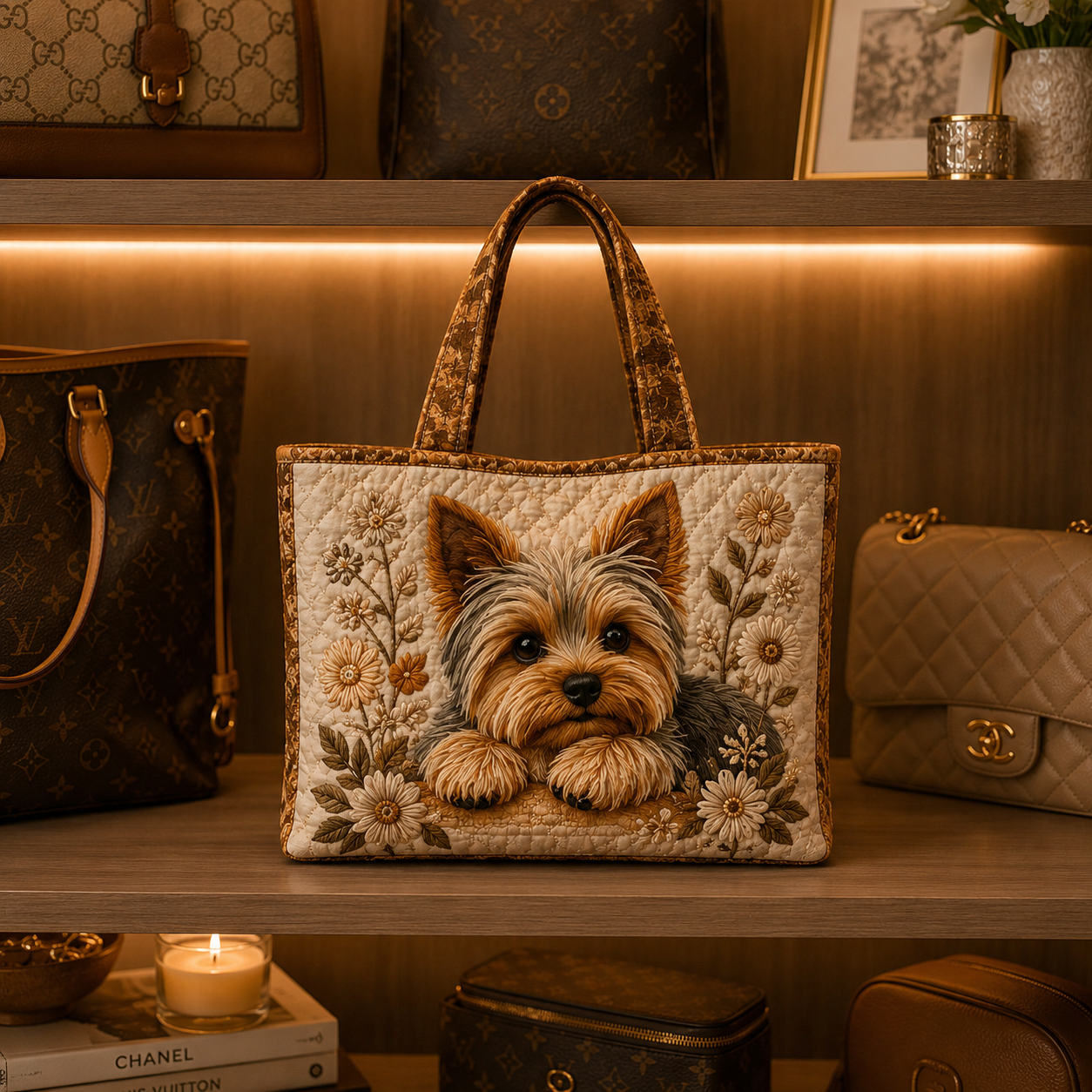 Bolsa Tote Acolchoada - Adorável Yorkshire