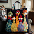 Bolsa Tote Acolchoada de Galinhas Travessas