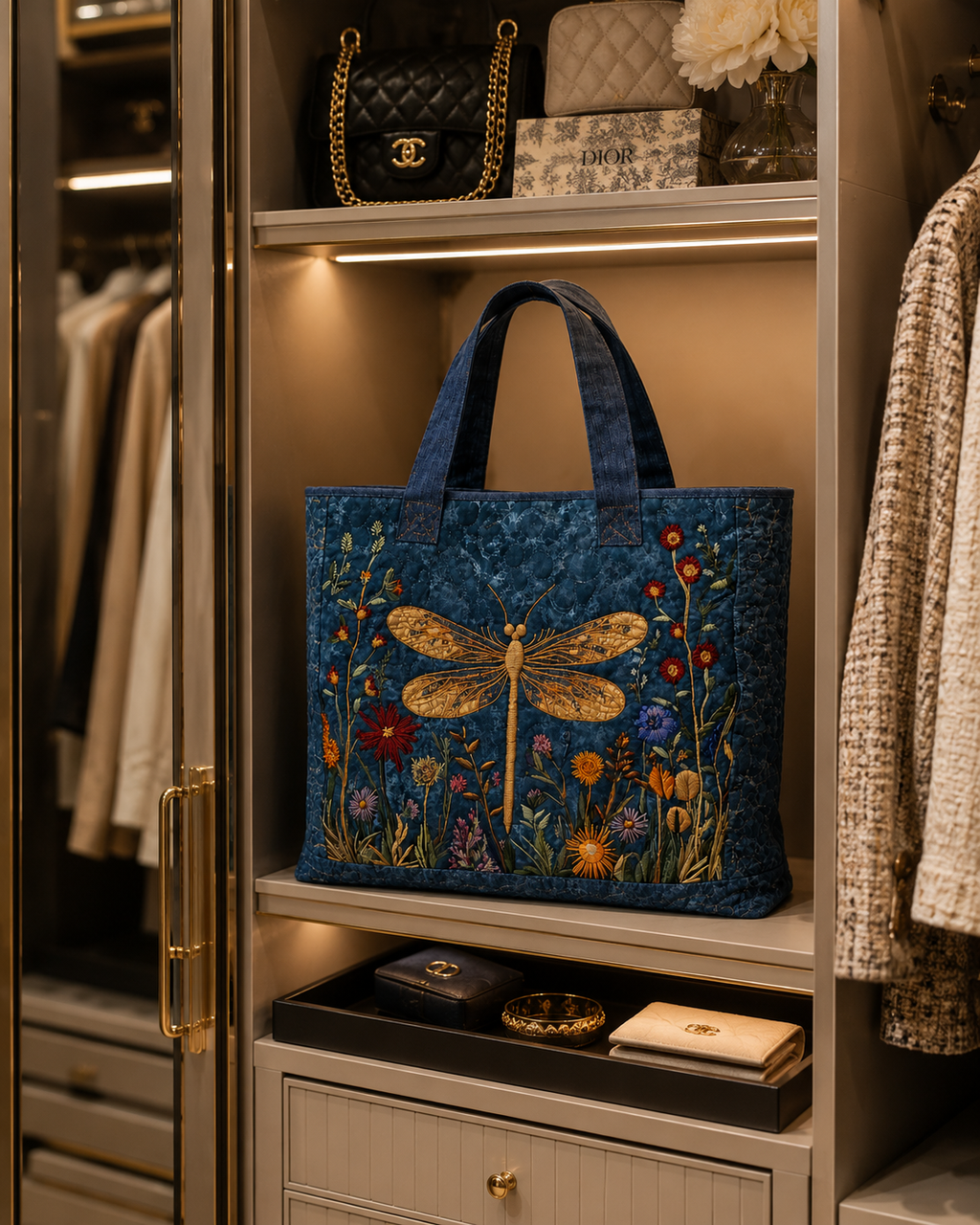 Bolsa Tote Matelassê - Libélula Dourada