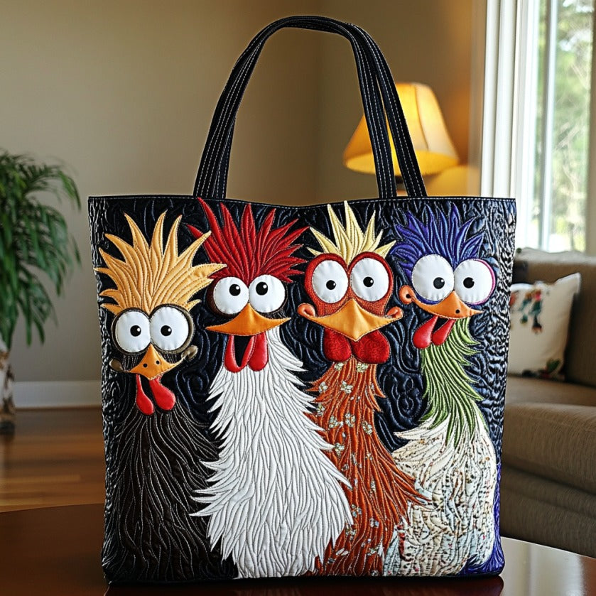 Bolsa Tote Acolchoada Galinhas Malucas