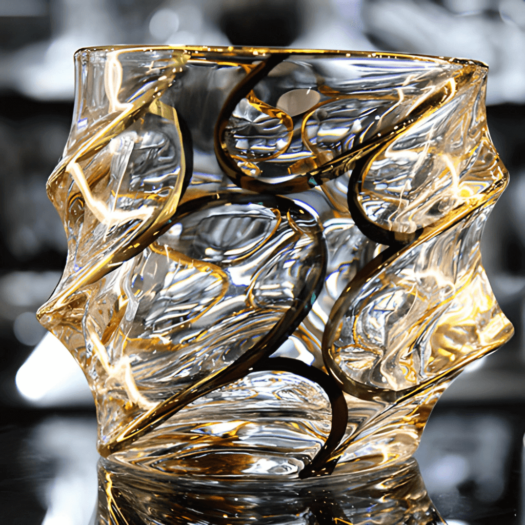 Copo de cristal japonês Arashi Gold para uísque