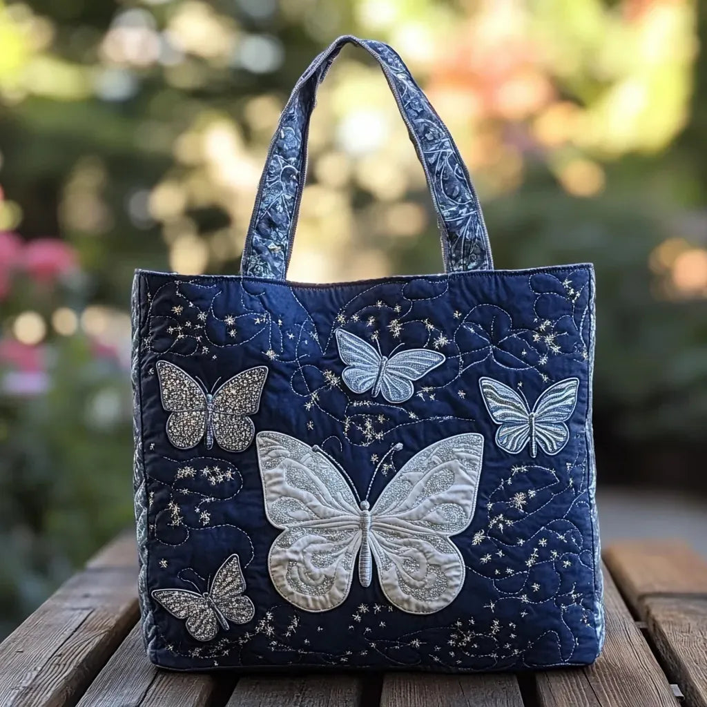 Bolsa Tote Matelassê - Borboleta Prateada