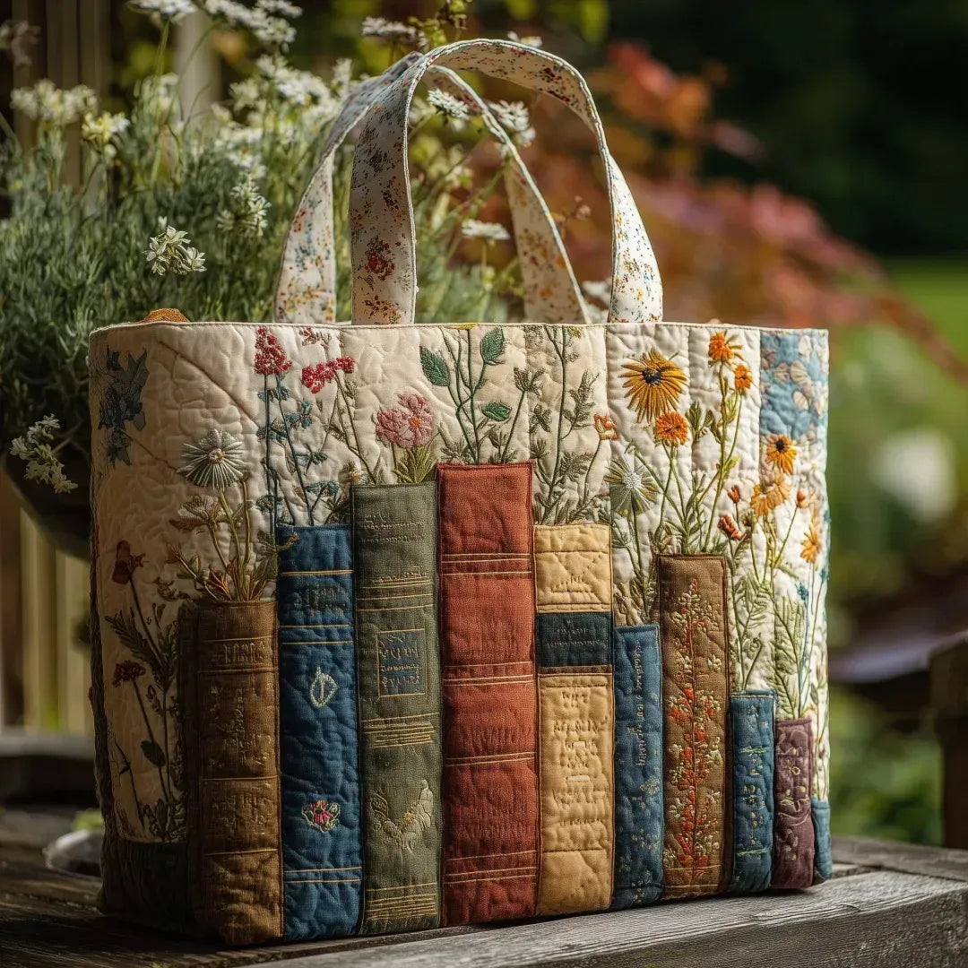 Bolsa Tote Matelassê - Livros e Flores