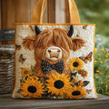 Bolsa Tote Matelassê - Vaca Highland com Girassóis