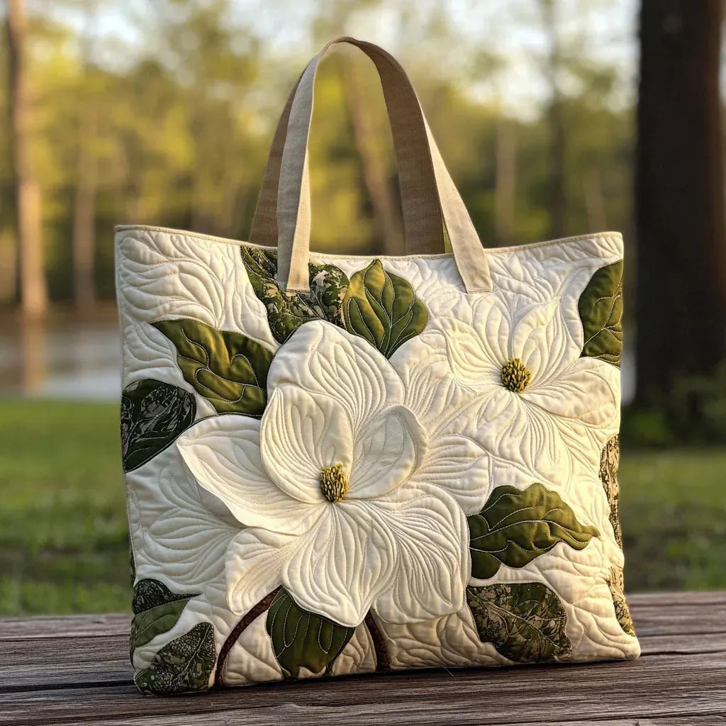 Bolsa Tote Matelassê - Lírios Brancos Elegantes