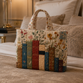 Bolsa Tote Matelassê - Livros e Flores