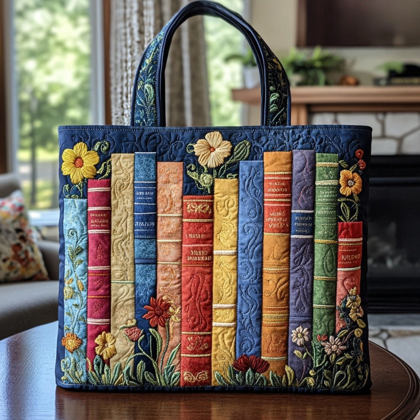 Bolsa tote acolchoada - Livros de tecido