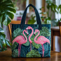 Bolsa Tote Matelassê com Flamingos Tropicais