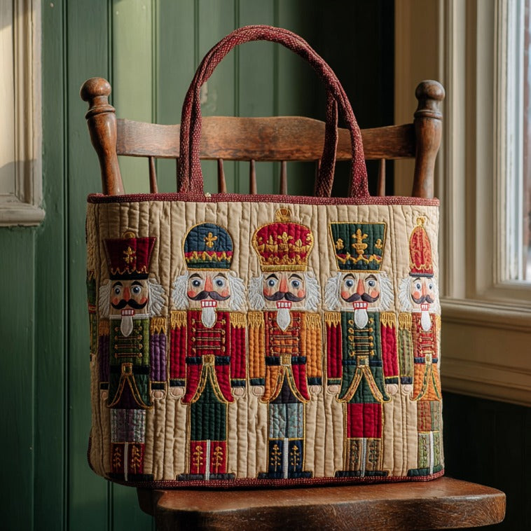 Bolsa Tote Acolchoada de Natal com Quebra-Nozes