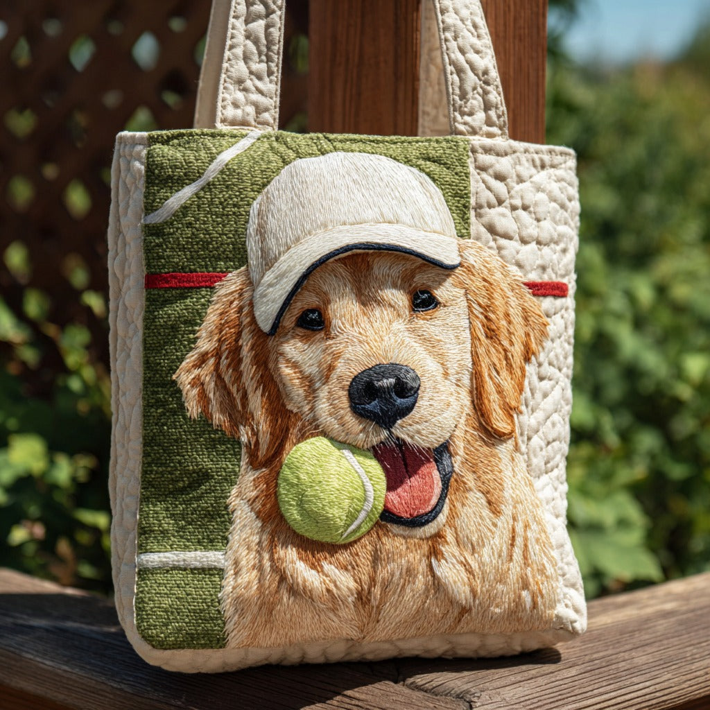 Bolsa Tote Matelassê com Golden Retriever Brincalhão