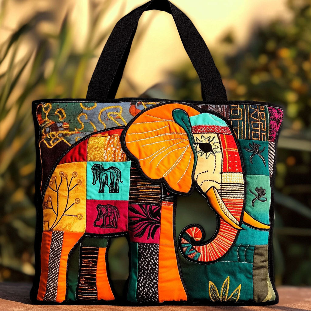 Bolsa tote acolchoada Essência do Elefante Tribal