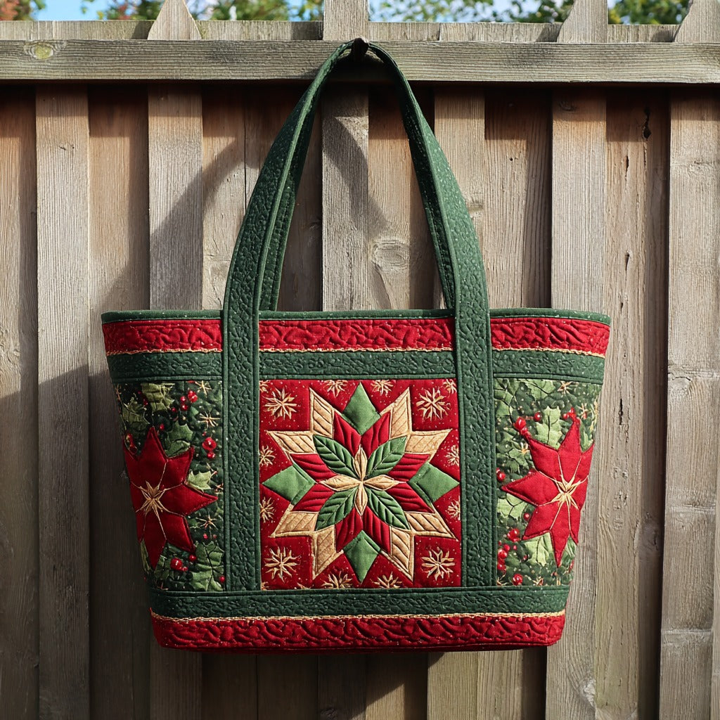 Bolsa tote vermelha em matelassê com floco de neve