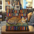 Bolsa Tote Acolchoada Soneca do Gato para Amantes de Livros