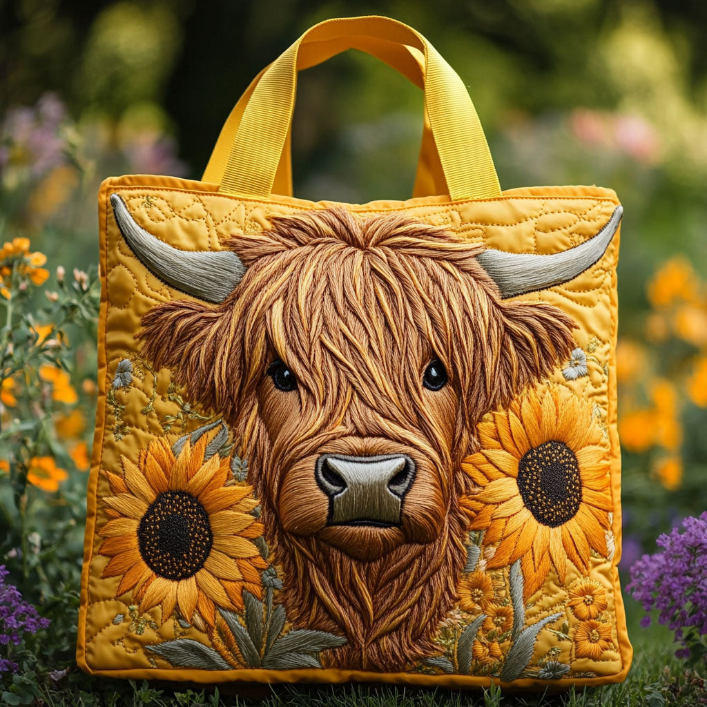 Bolsa Tote Acolchoada com Vaca Highland