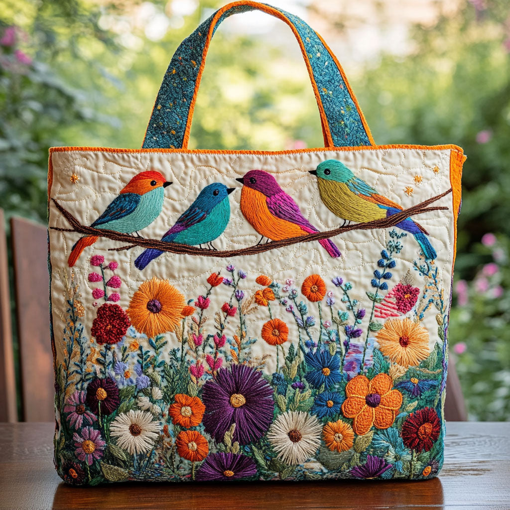 Bolsa Tote Matelassê com Pássaros Reunidos