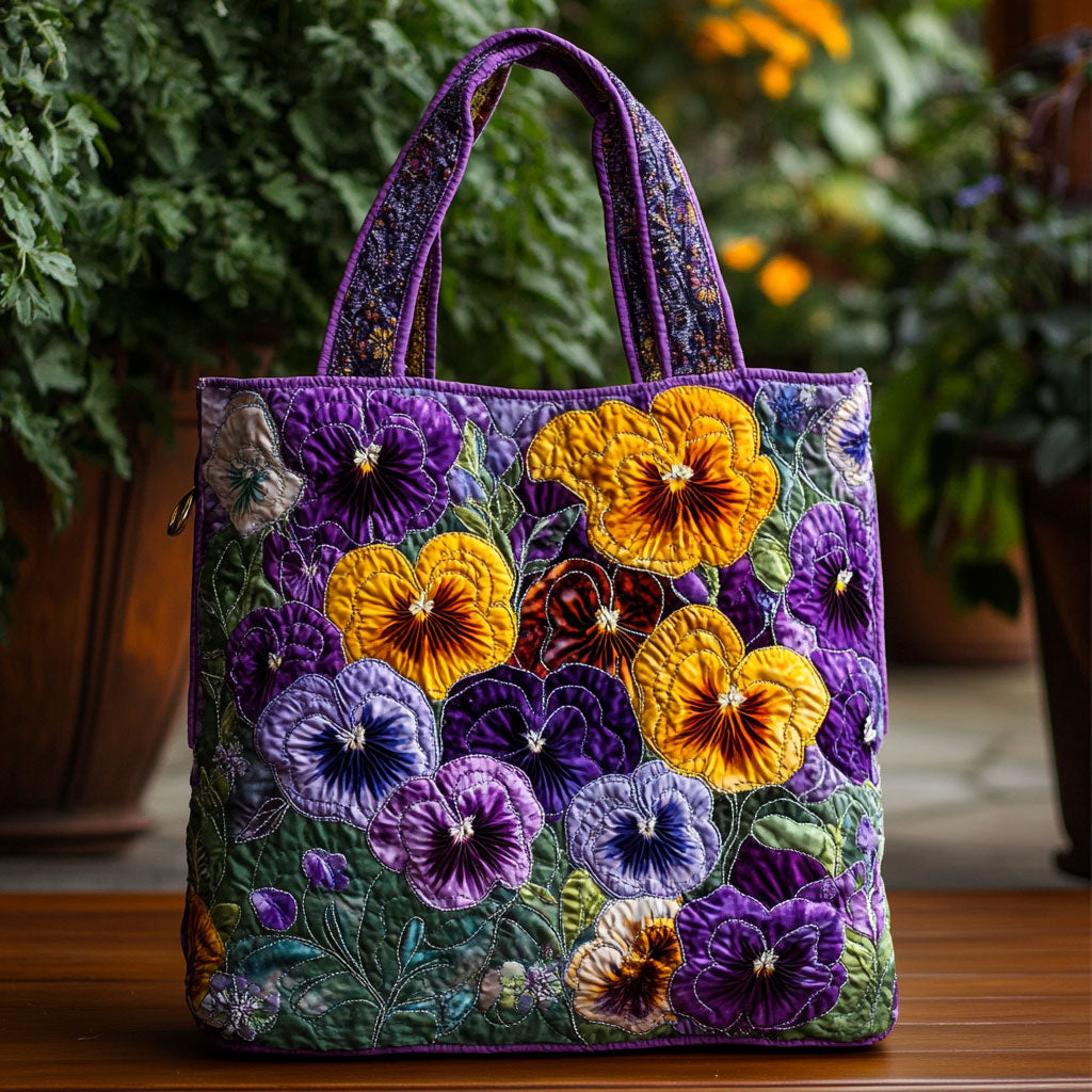 Bolsa Tote Elegante com Estampa de Amor-Perfeito em Matelassê