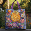 Bolsa Tote Acolchoada com Flores e Raios de Sol
