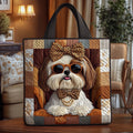 Bolsa Tote Matelassê Fashion com Estampa de Shih Tzu