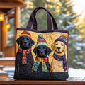 Bolsa tote acolchoada Trio de Labradores no Inverno