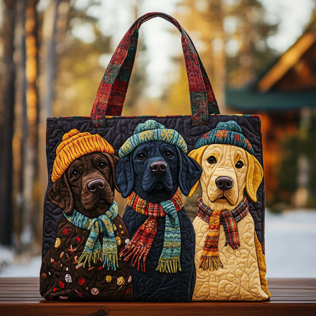 Bolsa Tote Matelassê Amigos Labradores na Neve
