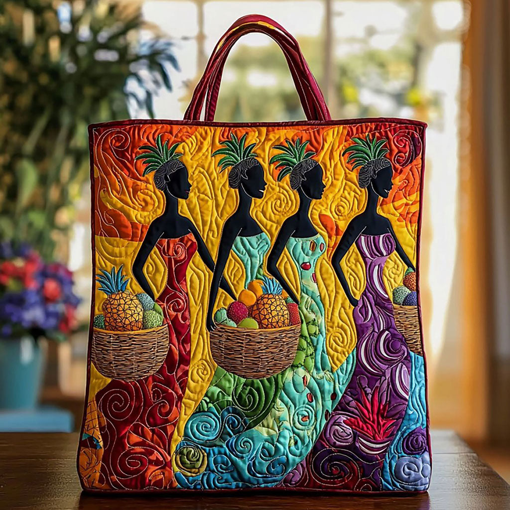 Bolsa tote acolchoada com estampa de mulheres africanas graciosas