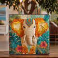 Bolsa Tote Matelassê com Elefante Tropical Vibrante