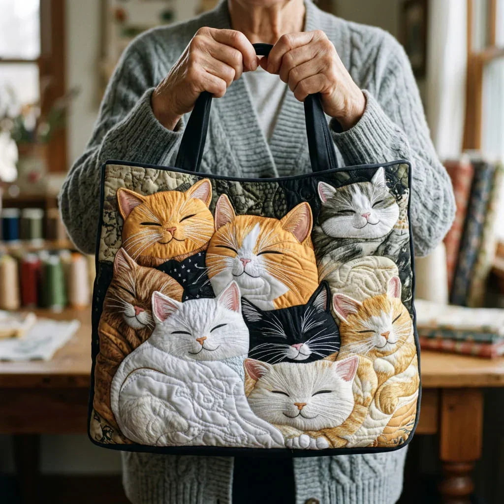 Bolsa Tote Matelassê - Gatinhos Dormindo