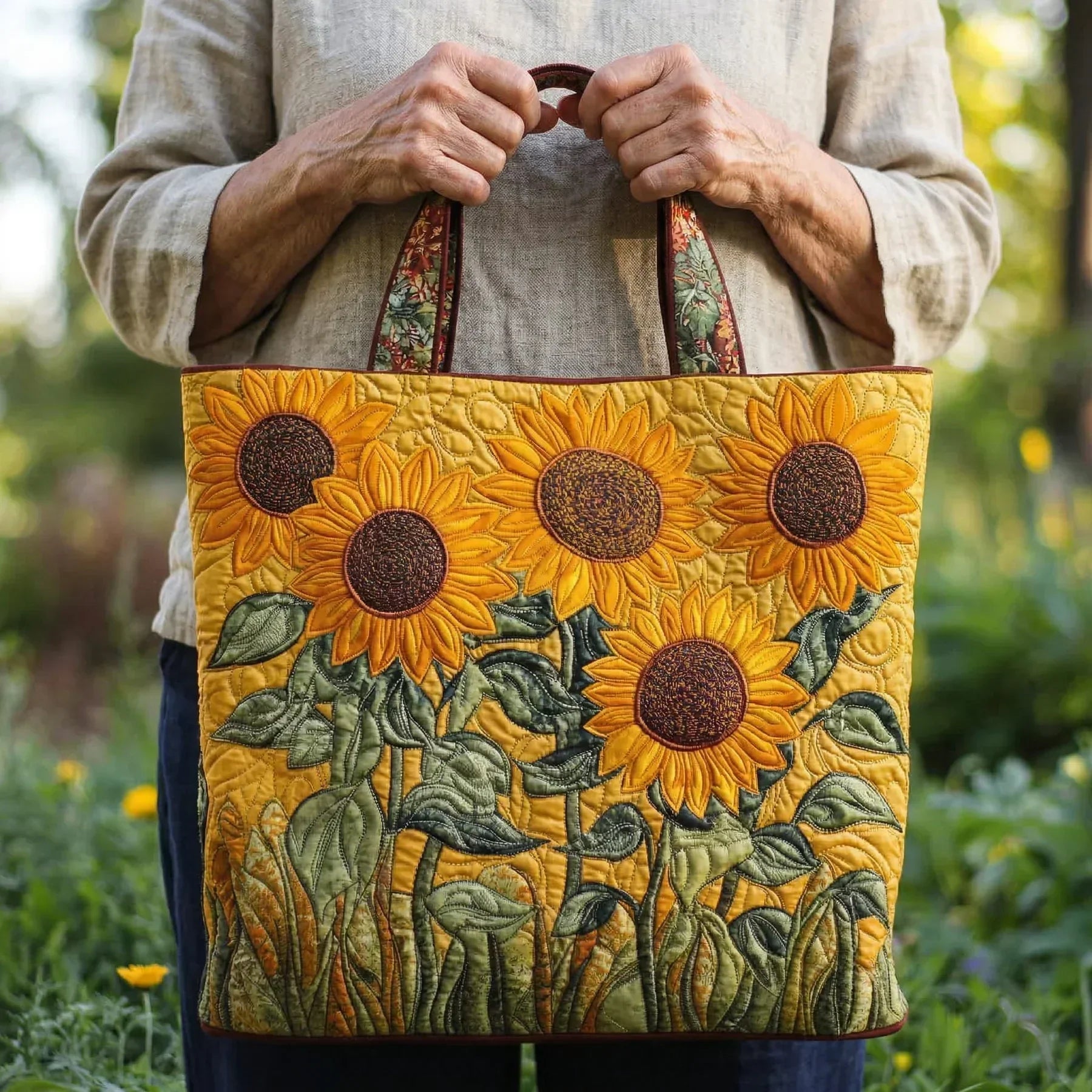Bolsa Tote Matelassê - Girassóis