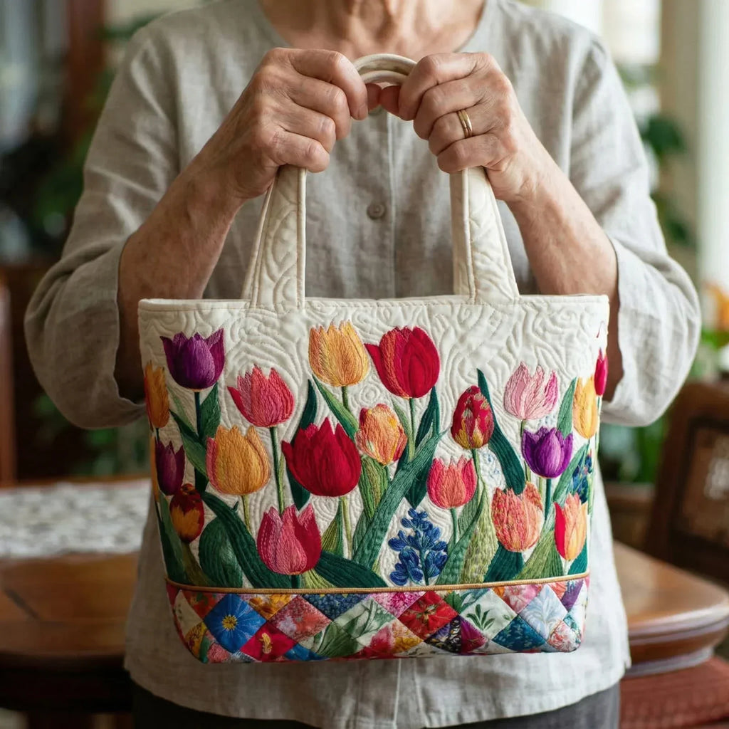 Bolsa Tote Matelassê - Jardim de Tulipas