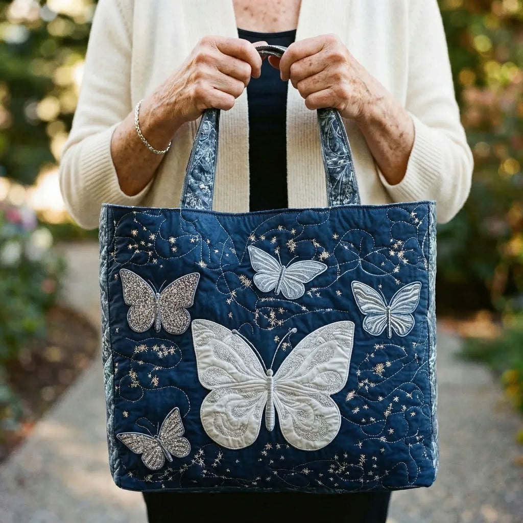 Bolsa Tote Matelassê - Borboleta Prateada